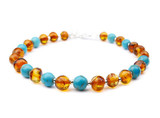 Calming turquoise adult amber stone bracelet EU, UK & Ireland