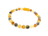 Adult amber bracelet with matte natural yellow malachite stone beads