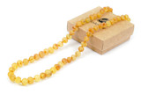 Genuine Baltic amber necklace for adults made with extra-strength raw honey beads — certified natural jewellery handmade in the Baltic States