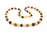 Amber necklace for adults with raw multicoloured amber gems — natural Baltic amber jewellery with a classic earthy look