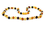 Amber necklace for adults with multicolour raw unworked gemstone beads