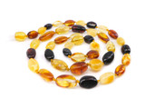 adult baltic amber necklace with smooth polished olive shaped beads
