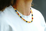 Olive beads multicoloured adult amber necklace