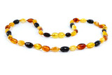 elegant multicoloured olive bead amber necklace handcrafted from genuine baltic amber