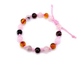 Pink string and pink rose opal beads teething, colic and reflux amber bracelet or anklet for newborn and toddler