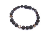 Dark cherry raw amber teething anklet. UK jewellery online