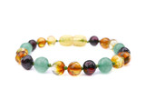 Authentic Baltic amber and Aventurine bracelet or anklet for teething handmade in the Baltic States