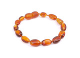 Handcrafted cognac Baltic amber teething bracelet or anklet for children certified genuine jewellery 