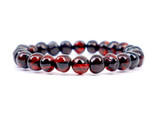 Lightweight flexible amber teething anklet with polished dark cherry Baltic beads