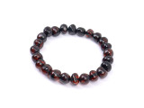 Authentic Baltic amber baby stretch teething anklet in rich dark cherry tones 