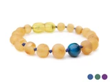 Baby raw unpolished Baltic amber teething bracelet with natural Tiger Eye gemstone beads