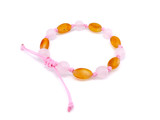 Amber bracelet for reflux with pink quartz beads for 3 month old baby