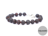 Adjustable dark cherry Baltic amber teething bracelet or anklet handcrafted for babies 