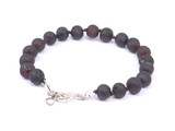 Adjustable dark cherry raw amber teething anklet, handmade and certified in Europe