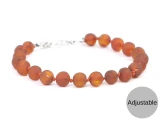 Adjustable caramel raw unpolished baltic amber bracelet for teething handmade jewellery