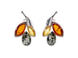 Multicolour sterling silver amber leaf earrings UK & Ireland