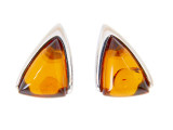 Sterling silver earrings with triangleshape cognac amber