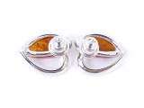 Baltic amber heart-shaped earrings in sterling silver