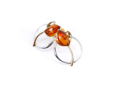 Gold plated amber tulip flower stud earrings