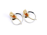 Gold plated amber tulip flower stud earrings