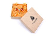 Gold plated amber tulip flower stud earrings