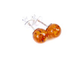 Kids and adults round cognac Baltic amber stud earrings