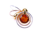 Gold plated two-tone circle orbital amber earrings