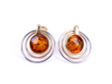 Gold plated two-tone circle orbital amber earrings