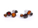 Cognac and cherry Baltic amber silver earrings