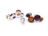Cognac and cherry Baltic amber silver earrings