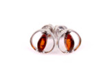 Wave cognac Baltic amber stud earrings