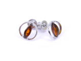 Wave cognac Baltic amber stud earrings