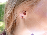 Wave cognac Baltic amber stud earrings