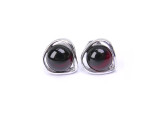 Rounded dark cherry amber stud silver earrings