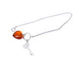 Baltic Amber Bracelet with a Charming Heart Design