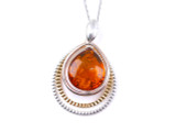 Silver tear drop shape Baltic amber pendant