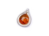 Gold plated two-tone drop amber pendant