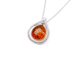 Gold plated two-tone drop amber pendant