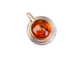 Gold plated two-tone circle orbital amber pendant