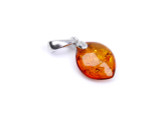 Baltic amber marquise-shaped pendant in sterling silver