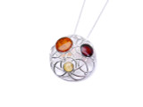 Baltic amber round open circle pendant in sterling silver