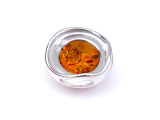 Baltic amber round moon shape silver pendant