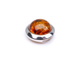 Baltic amber round moon shape silver pendant