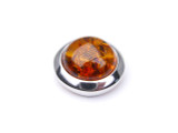 Baltic amber round moon shape silver pendant