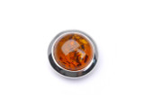 Baltic amber round moon shape silver pendant