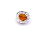 Baltic amber round moon shape silver pendant