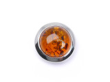 Baltic amber round moon shape silver pendant