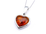 Baltic amber Heart pendant mounted in sterling silver