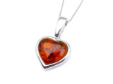 Baltic amber Heart pendant mounted in sterling silver