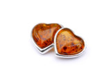 Baltic amber Double Heart pendant mounted in sterling silver